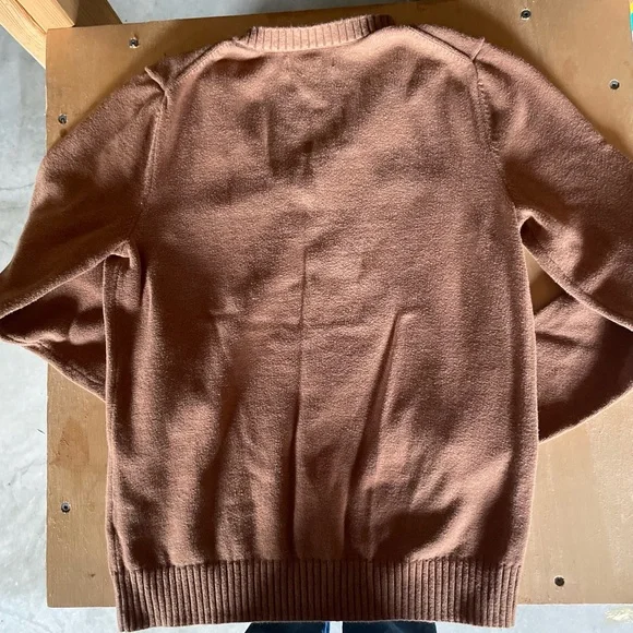 Women’s Cognac V-Neck Sweater - Picture 2 of 2